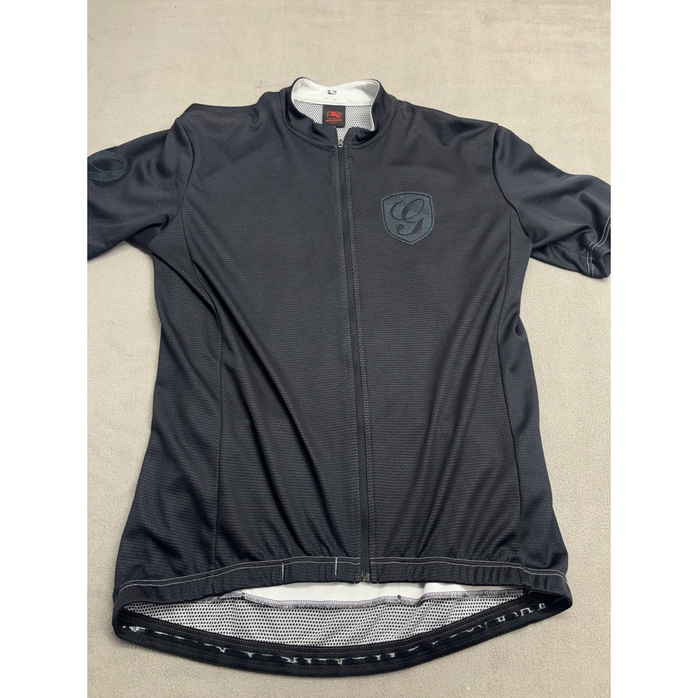 Giordana Sport Ride Fit Cycling Jersey Mens Large Black Italian Stripe Full Zip